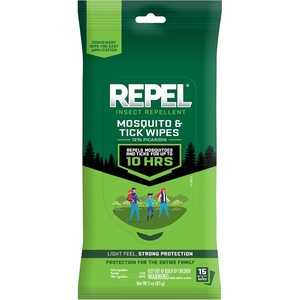 image:imageRepel Insect Repellent Mosquito amp Tick Wipes 12 Picaridin Repels Mosquitoes and Ticks for Up to 10 Hours in A Convenient Travel Wipe for WholeFamily Mosquito and Tick Protection15 Count 3 Ounces