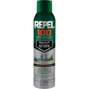 image:imageRepel 100 Insect Repellent 4 Ounces 98 DEET 10Hour Protection LonLasting Insect Repellent Aerosol Spray Repels Mosquitoes Ticks Gnats Biting Flies Chiggers And Fleas1 Pack